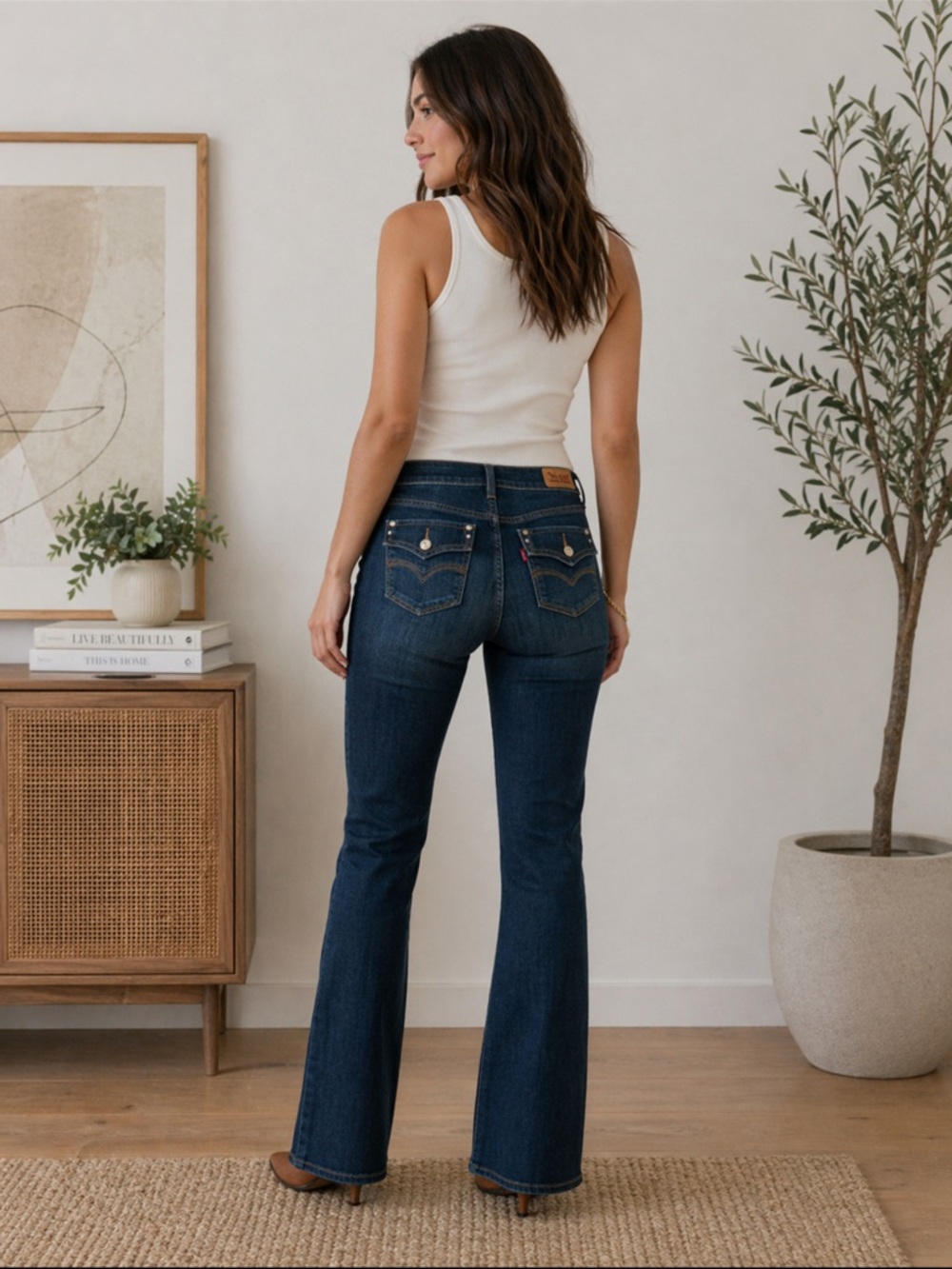 Levi’s 505 Mid Rise Straight Leg Jeans 14M Dark Wash Flap Pocket - Picture 3 of 8